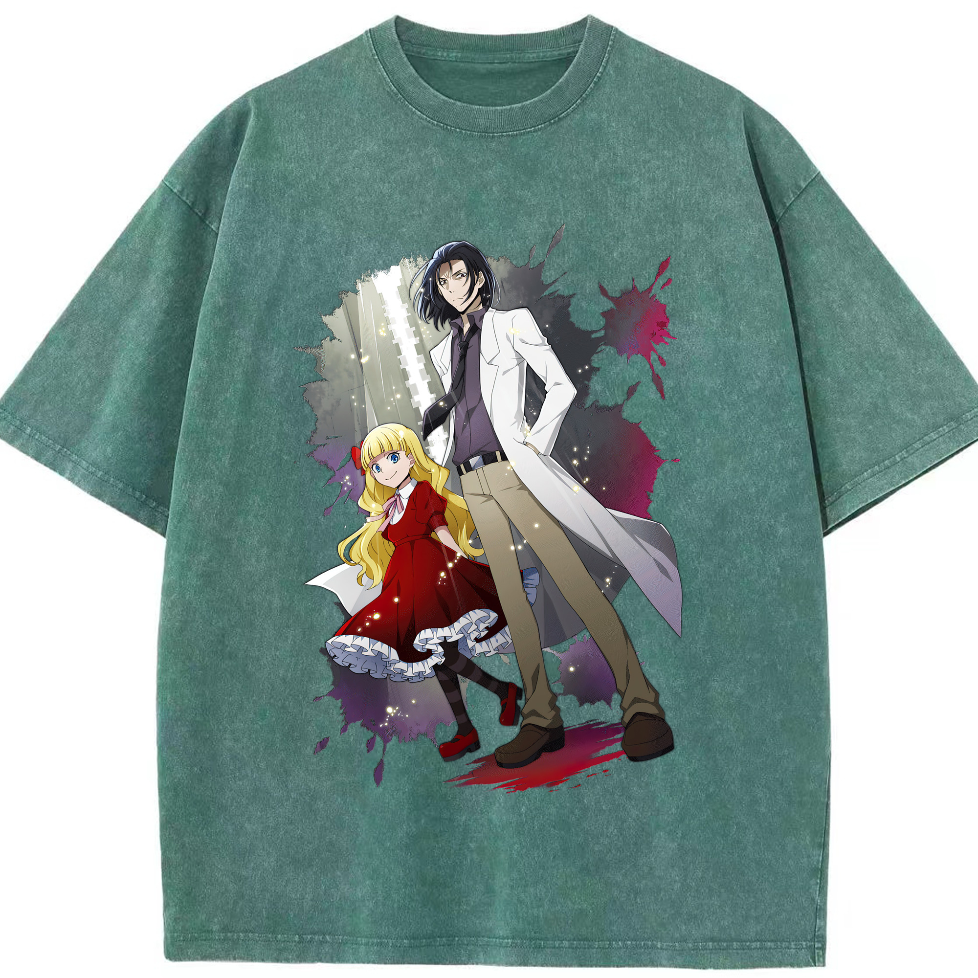 （画像用） 文豪ストレイドッグス Bungo Stray Dogs 綿100% ヴィンテージ風 半袖Tシャツ（フロントプリント）